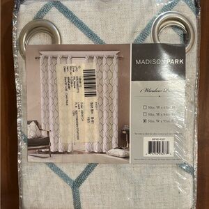 (7) Madison Park Aqua Metallic and Natural 50” x 95” Grommet Top Curtain Panels